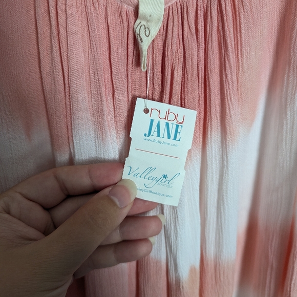 Elan Ruby Jane Tie Dye Sleeveless Shift Tunic Mini Dress Pink Cream Small - Picture 6 of 7